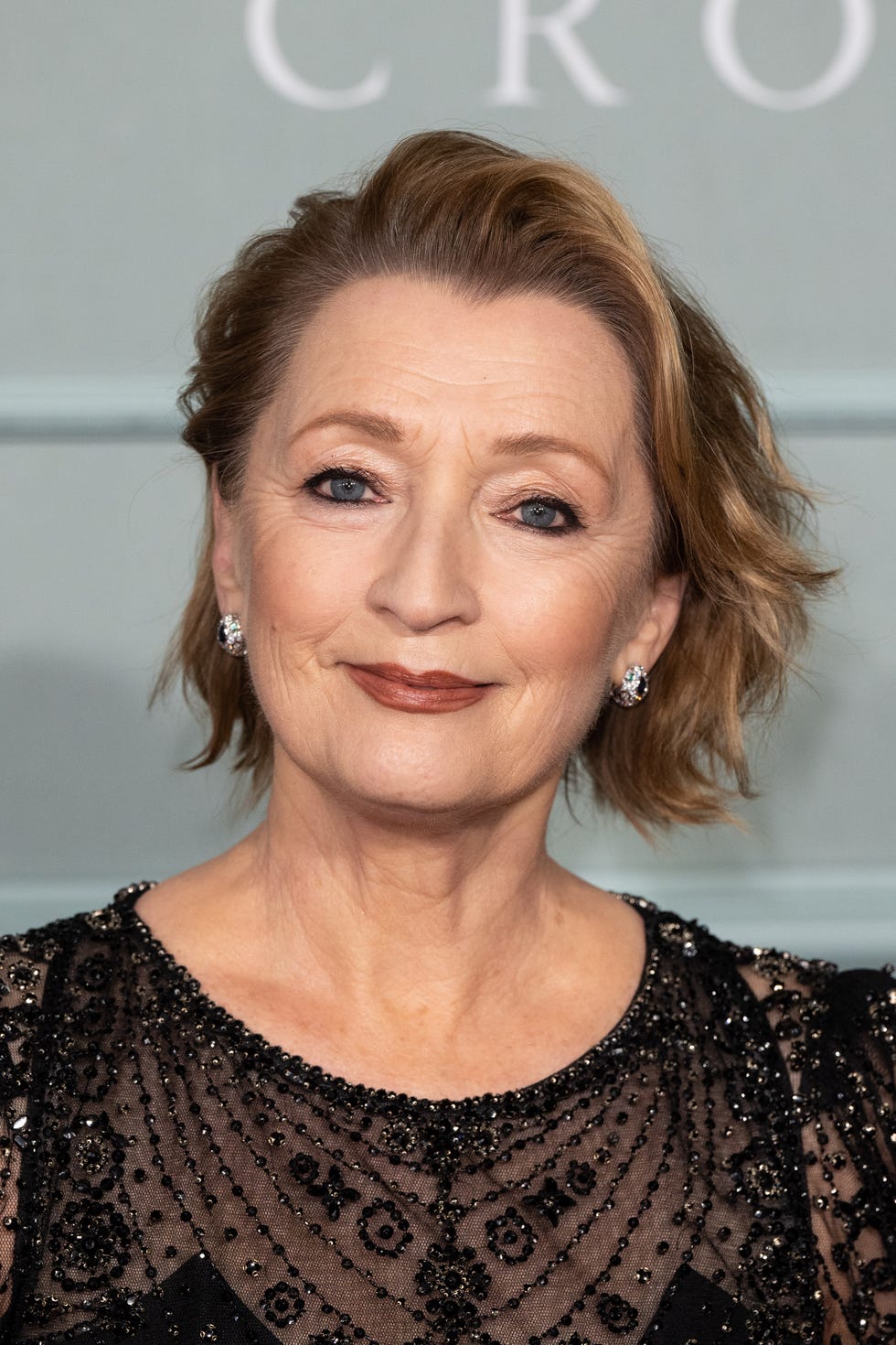 london, england   november 08 lesley manville attends the crown season 5 world premiere at theatre royal drury lane on november 08, 2022 in london, england