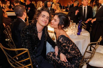 timothee chalamet and kylie jenner at the 81st golden globe awards held at the beverly hilton hotel on january 7, 2024 in beverly hills, california photo by christopher polkgolden globes 2024golden globes 2024 via getty images