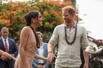 britains prince harry r, duke of sussex, and britains meghan l, duchess of sussex, arrive at the lightway academy in abuja on may 10, 2024 as they visit nigeria as part of celebrations of invictus games anniversary photo by kola sulaimon afp photo by kola sulaimonafp via getty images