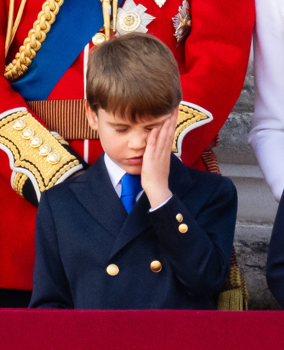 london, england june 15 prince louis of wales during trooping the colour on june 15, 2024 in london, england trooping the colour is a ceremonial parade celebrating the official birthday of the british monarch the event features over 1,400 soldiers and officers, accompanied by 200 horses more than 400 musicians from ten different bands and corps of drums march and perform in perfect harmony photo by samir husseinwireimage