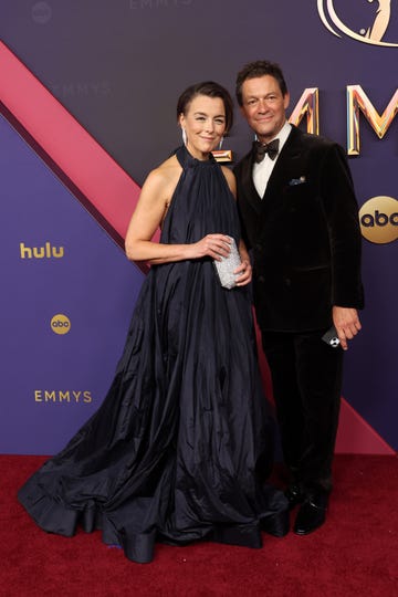 los angeles, california september 15 l r olivia williams and dominic west attend the 76th primetime emmy awards at peacock theater on september 15, 2024 in los angeles, california photo by amy sussmangetty images