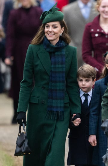 sandringham, norfolk december 25 catherine, princess of wales and prince louis of wales attend the christmas morning service at sandringham church on december 25, 2024 in sandringham, norfolk photo by samir husseinwireimage