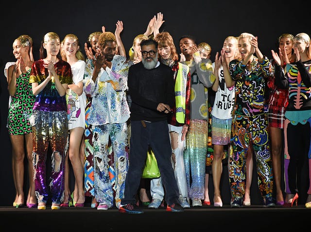 london, england october 23 designer ashish gupta c bows on the runway at the ashish va fashion in motion show at the va on october 23, 2015 in london, england photo by david m benettdave benettgetty images