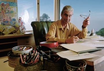 dr seuss drawing at his desk