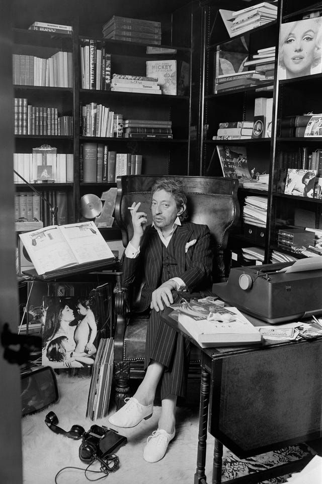 french singer songwriter and poet serge gainsbourg at home in his study photo by christian simonpietrisygma via getty images