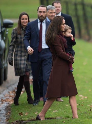 bucklebury, berkshire december 25 catherine, duchess of cambridge , princess charlotte of cambridge, pippa middleton and james middleton attend church on christmas day on december 25, 2016 in bucklebury, berkshire photo by samir husseinsamir husseinwireimage