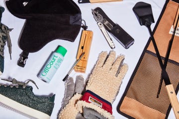 allbirds shoes, snow peak hat, offcourt spray, meater plus, teddy gloves, leatherman multi tool, snow peak fireplace tools