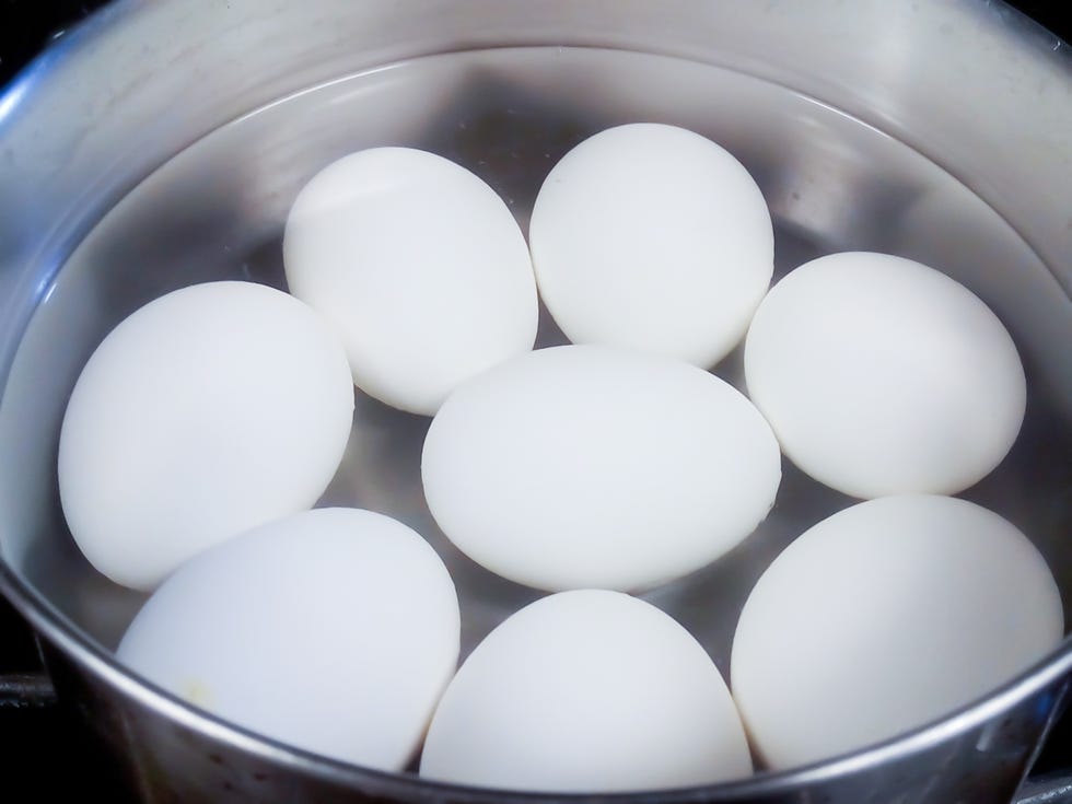 hard boiled eggs in pot