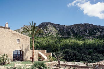 es racó d'artà, mallorca,  main building “ possessió”  and in background,  natural park of llevant