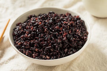 homemade cooked forbidden purple rice