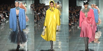 Fashion model, Fashion, Clothing, Yellow, Fashion show, Haute couture, Dress, Fashion design, Outerwear, Formal wear, 