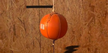 a basketball on a wall