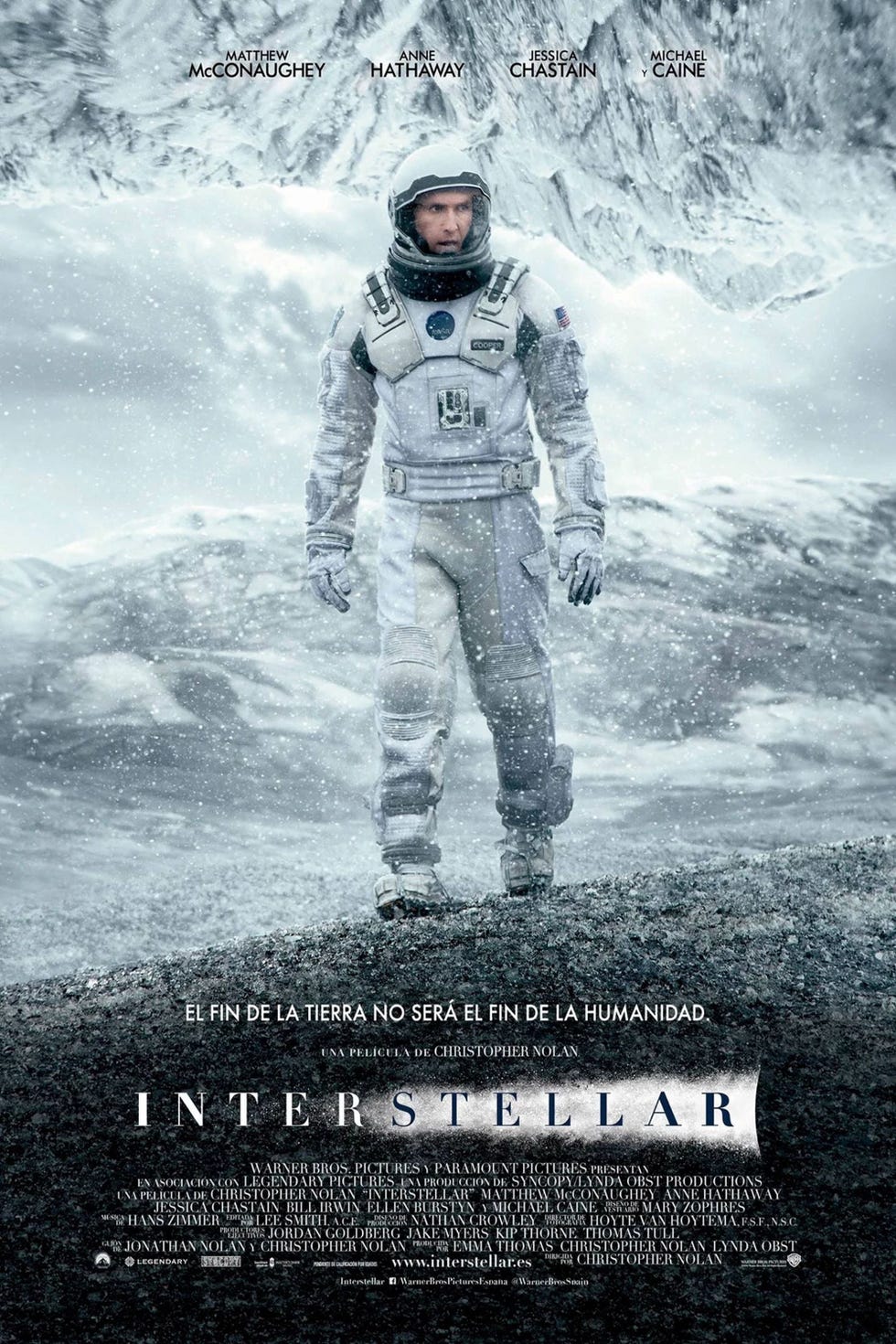 movie poster for interstellar featuring an astronaut in a snowy landscape