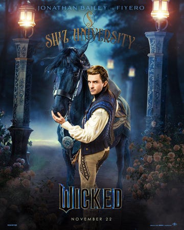 jonathan bailey as fiyero, wicked movie poster