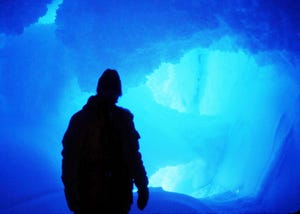 man in ice cave