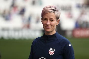 us soccer player megan rapinoe looking on during match warmup