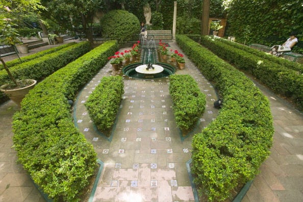 outdoor gardens of the sorolla museum in madrid, spain