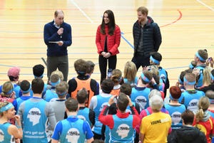 the duke duchess of cambridge and prince harry join team heads together at a london marathon training day