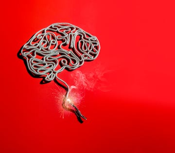 a brain with a red background