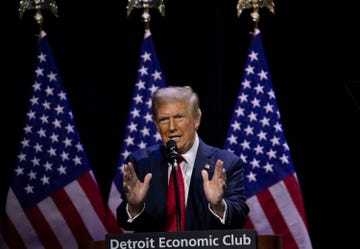 donald trump speaks at the detroit economic club