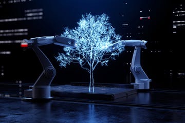 robotic arms making tree