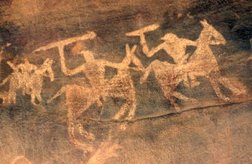 rock painting in a bhimbetka rock shelter india