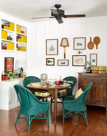 tavern table, game room, rattan chairs lakeside cabin, houston lake, georgia walter gray, kelly gray