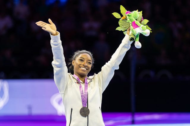 us olympian simone biles at the artistic gymnastics world championships