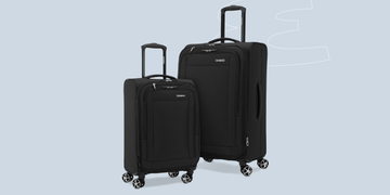 a pair of black luggage