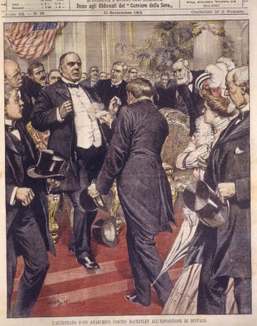 cover illustration of assassination of president mckinley by anarchist at exposition buffalo, usa 