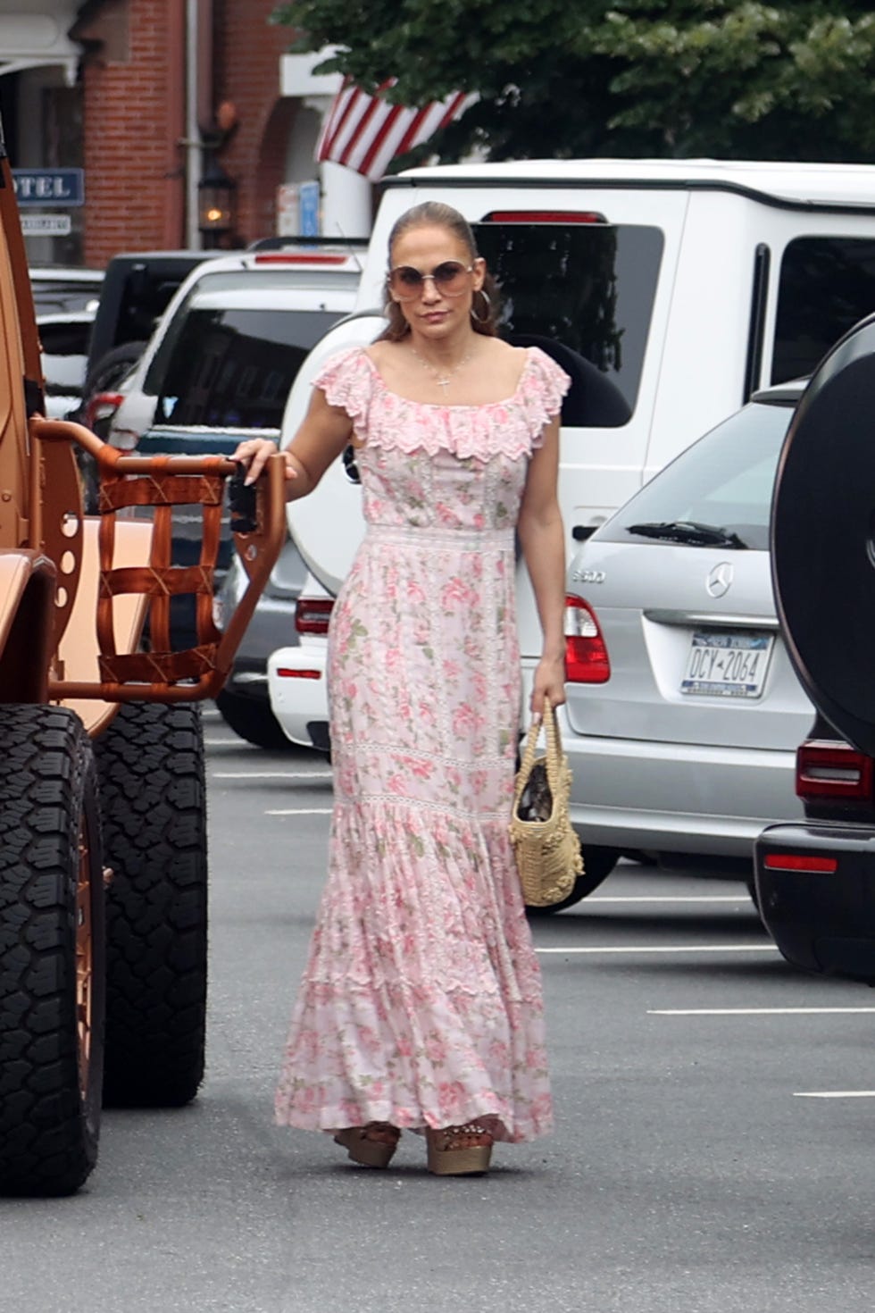 jennifer lopez in a pink maxi dress