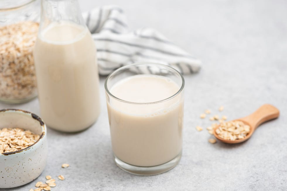 vegan oat milk in glass