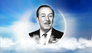 walt disney head, clouds, dry ice