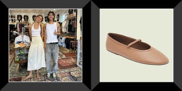 zendaya in tabi flats in vintage store, mary jane ballet flats