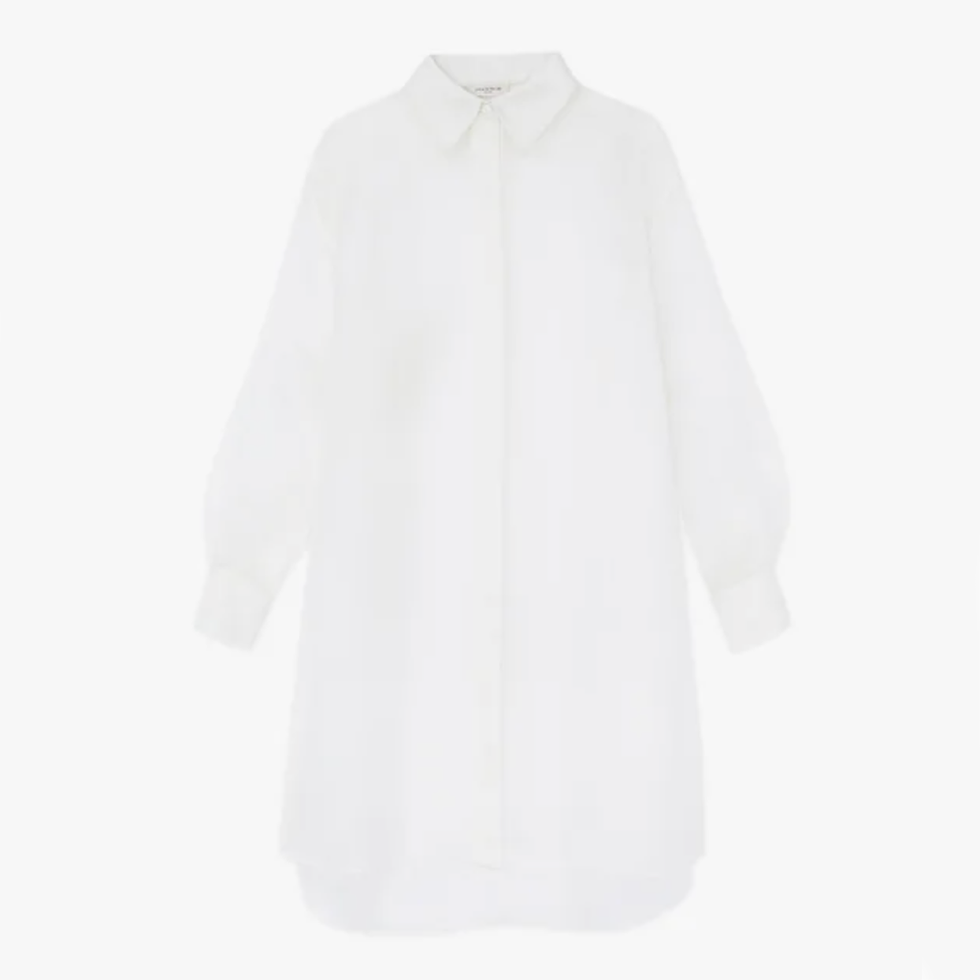 Plus-Size Silk Organza Oversized Shirt