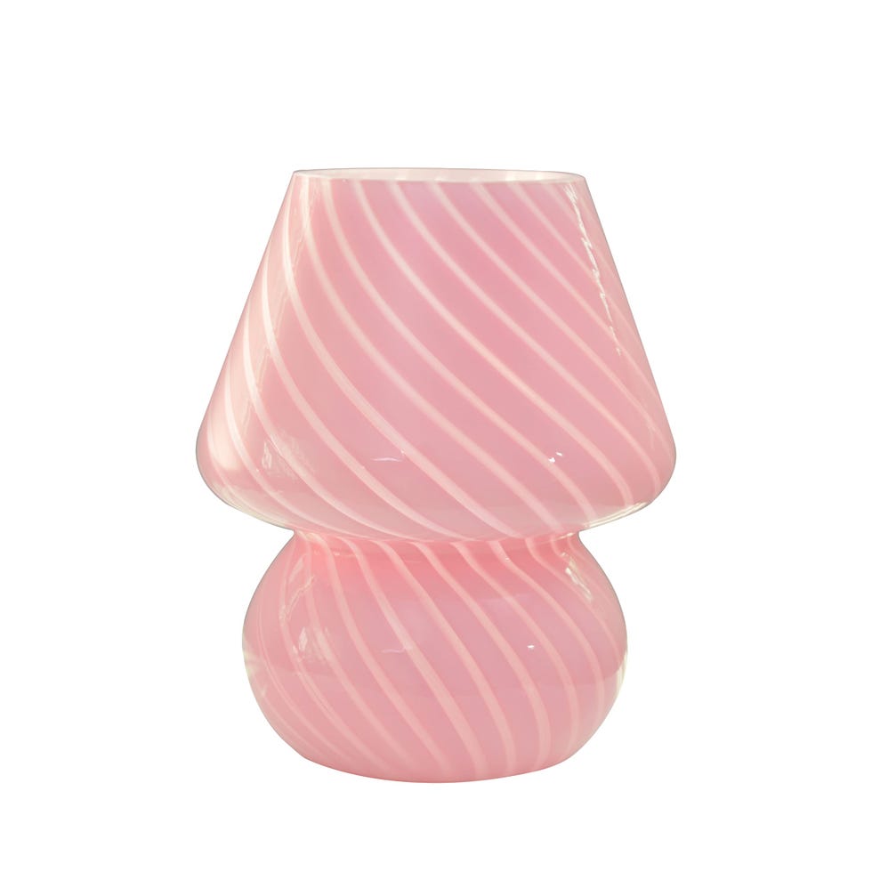 Bedside Lamp Glass Striped Mushroom Table Lamp