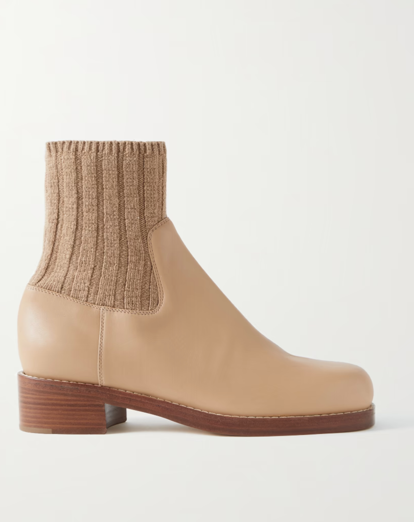 Hobbes Ribbed Cashmere-Trimmed Leather Chelsea Boots