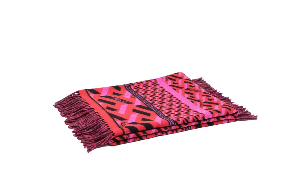 Versace La Greca-print Knitted Blanket