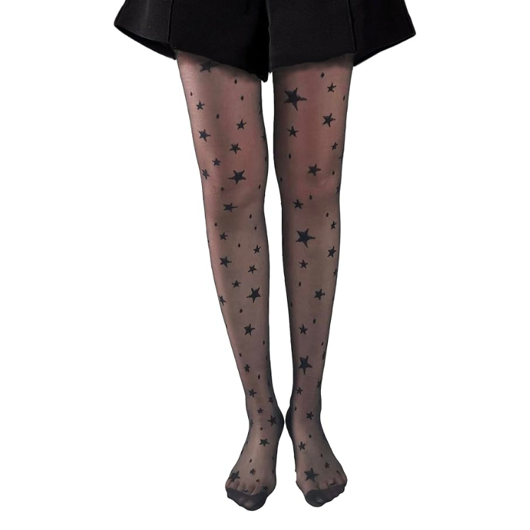 Star Print Fishnet Tights