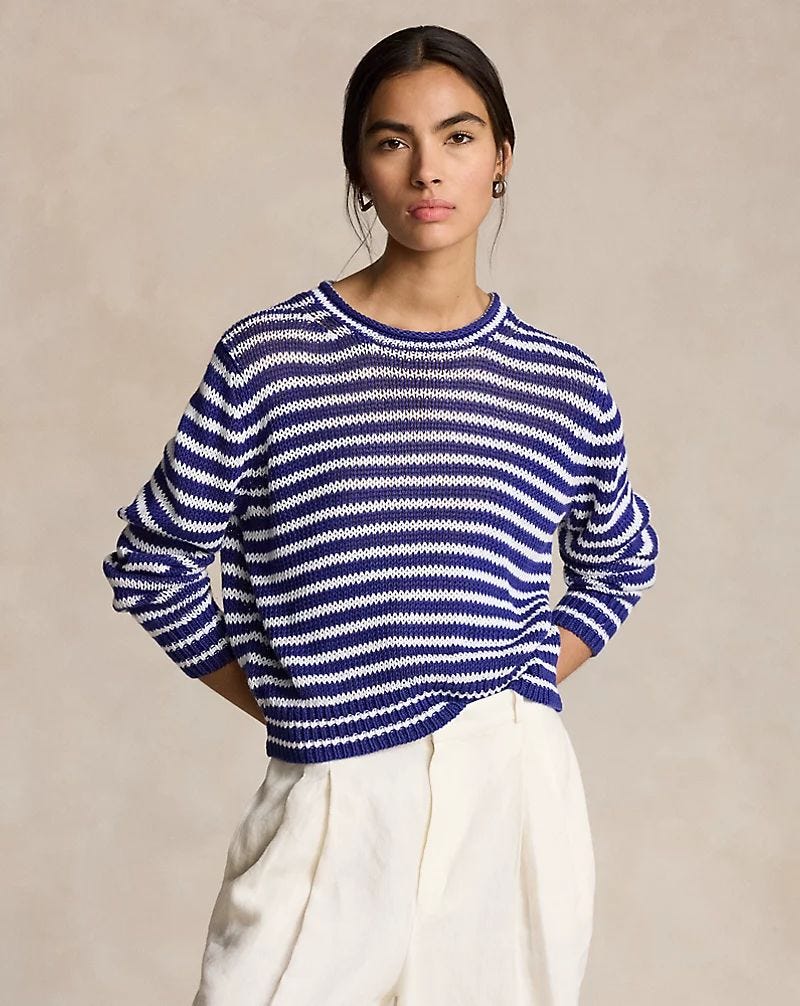 Striped Linen-Cotton Sweater