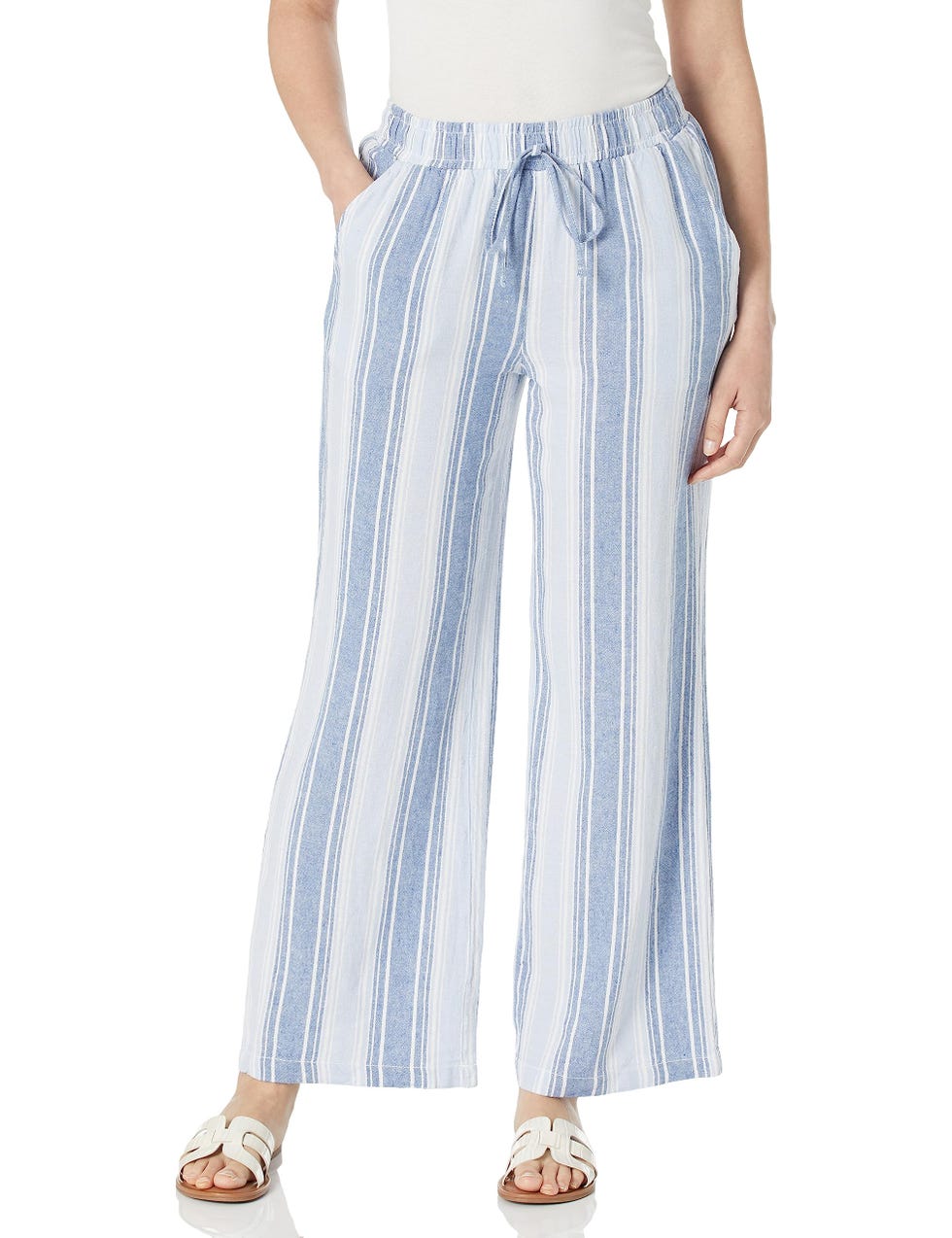 Linen Pull-On Wide Leg Pants