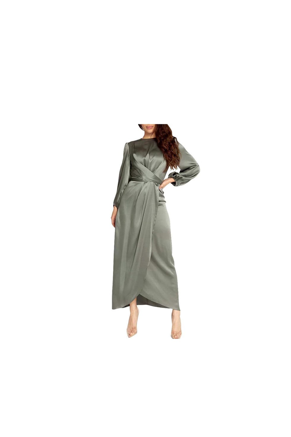 Long Sleeve Satin Maxi Dress 