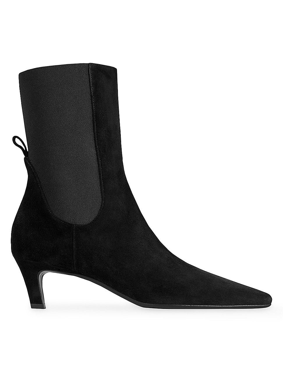 Suede Kitten-Heel Boots