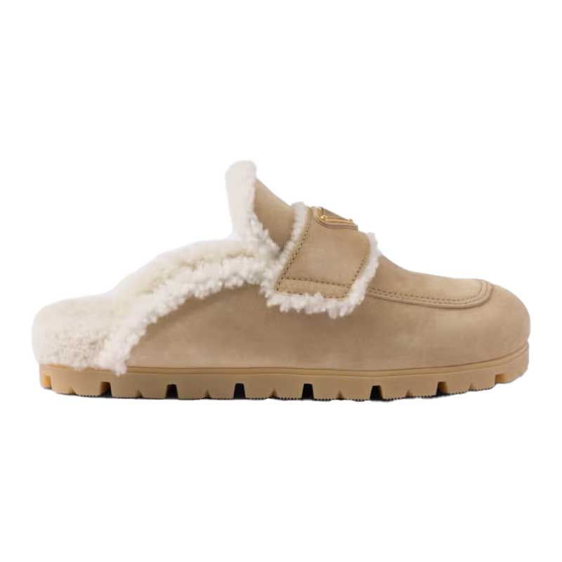 Suede and Shearling Slippers