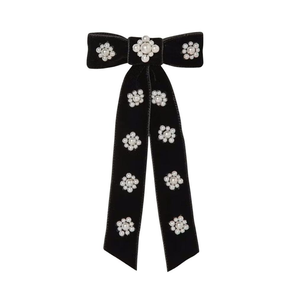 Lynette Pearly Velvet Bow Barrette