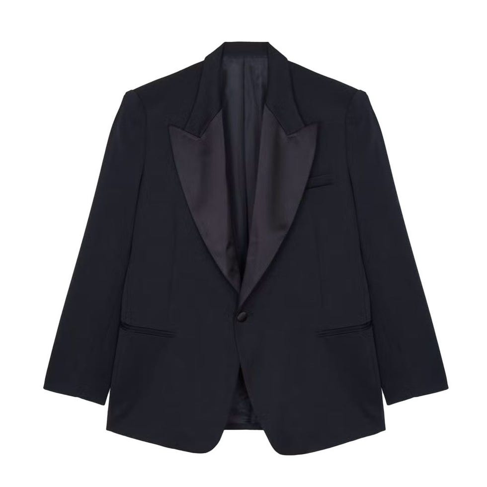 Halle Satin Collar Blazer - Black