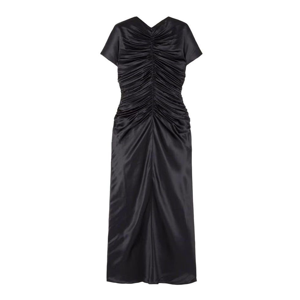 Aubree ruched silk-satin midi dress