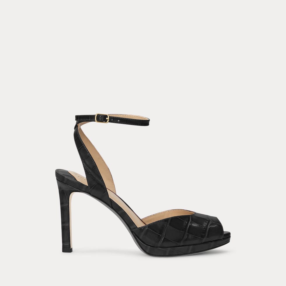 Kyla Crocodile-Embossed Leather Sandal