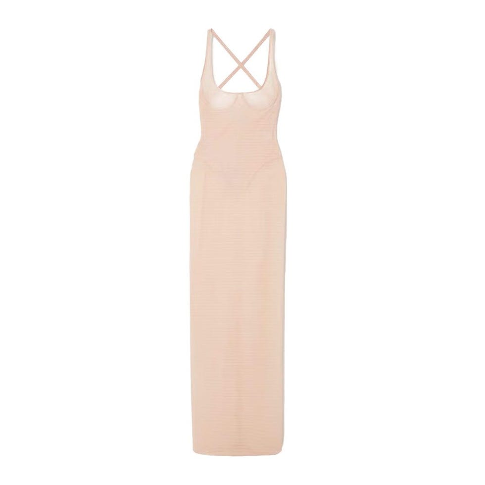 Stretch-tulle maxi dress