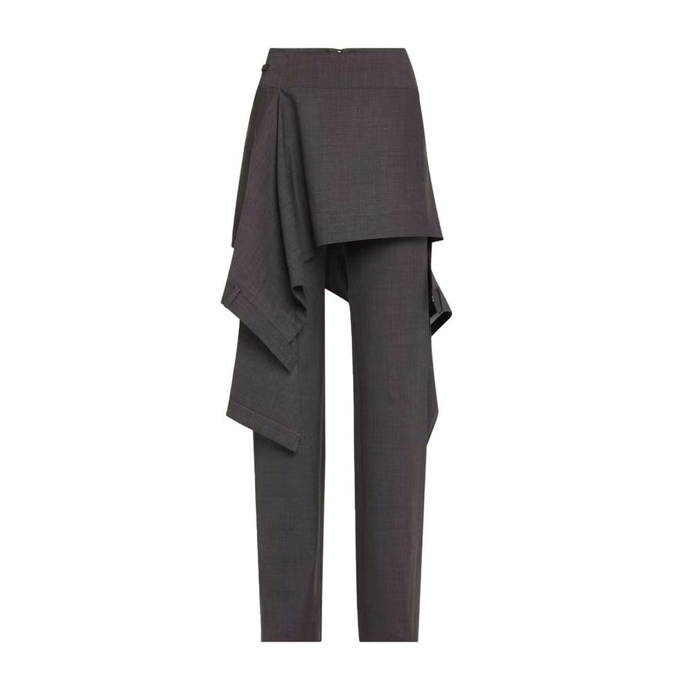 Skirt Overlay Wool Trousers